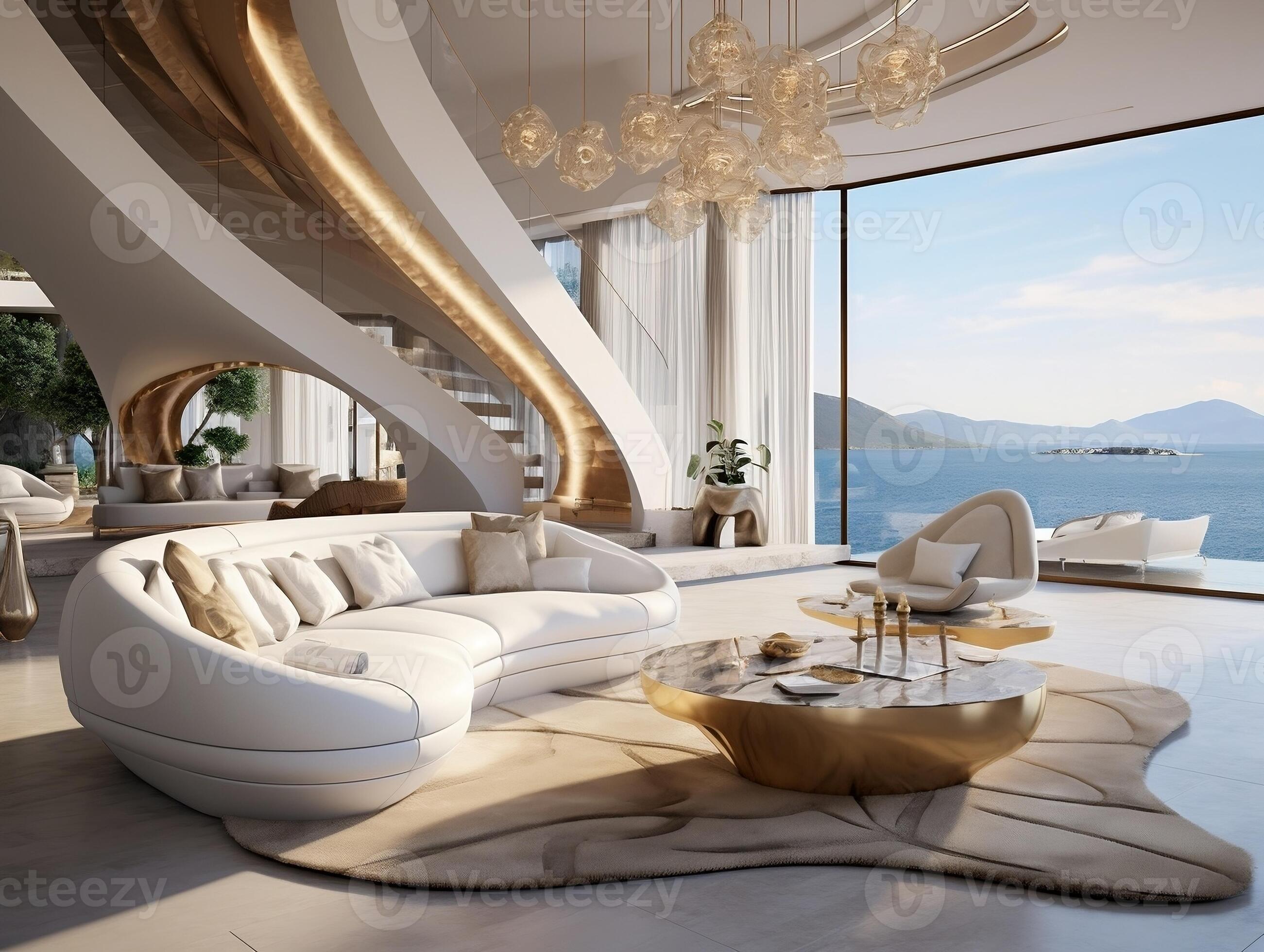 Luxury villa on the seaside interior design of the modern living