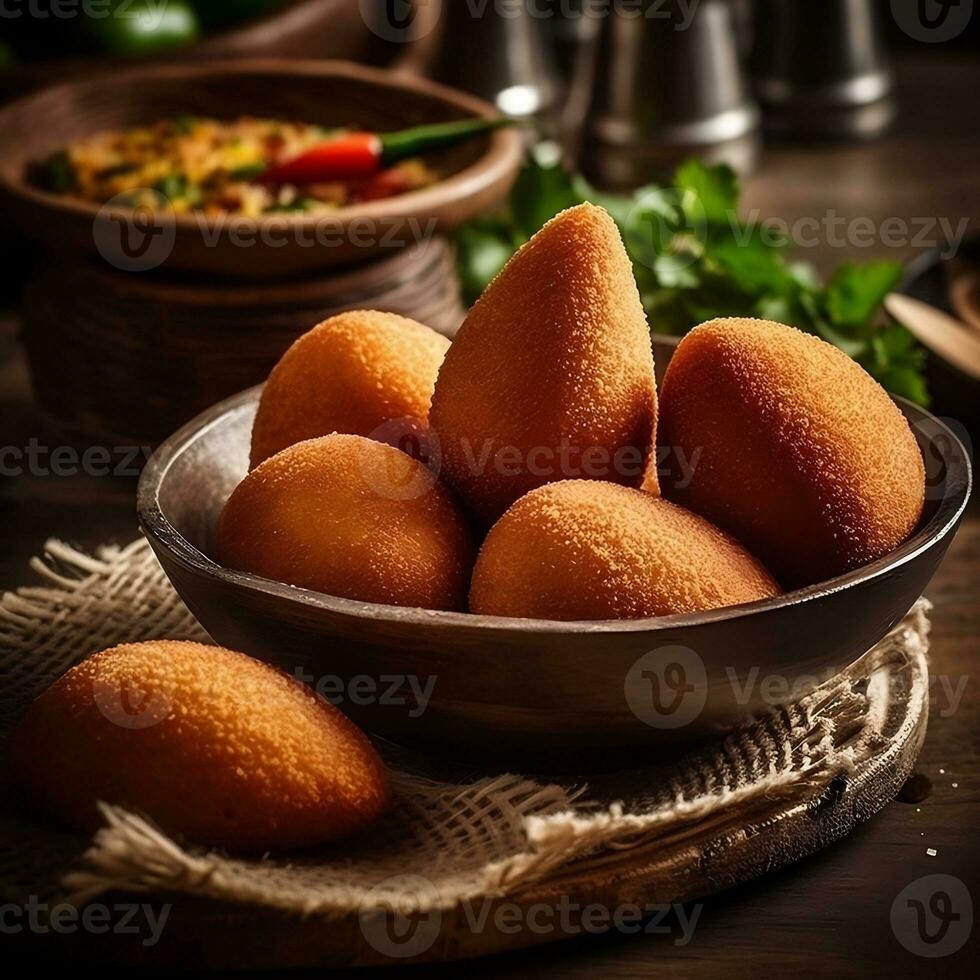 brasileño bocadillo coxinha generativo ai foto