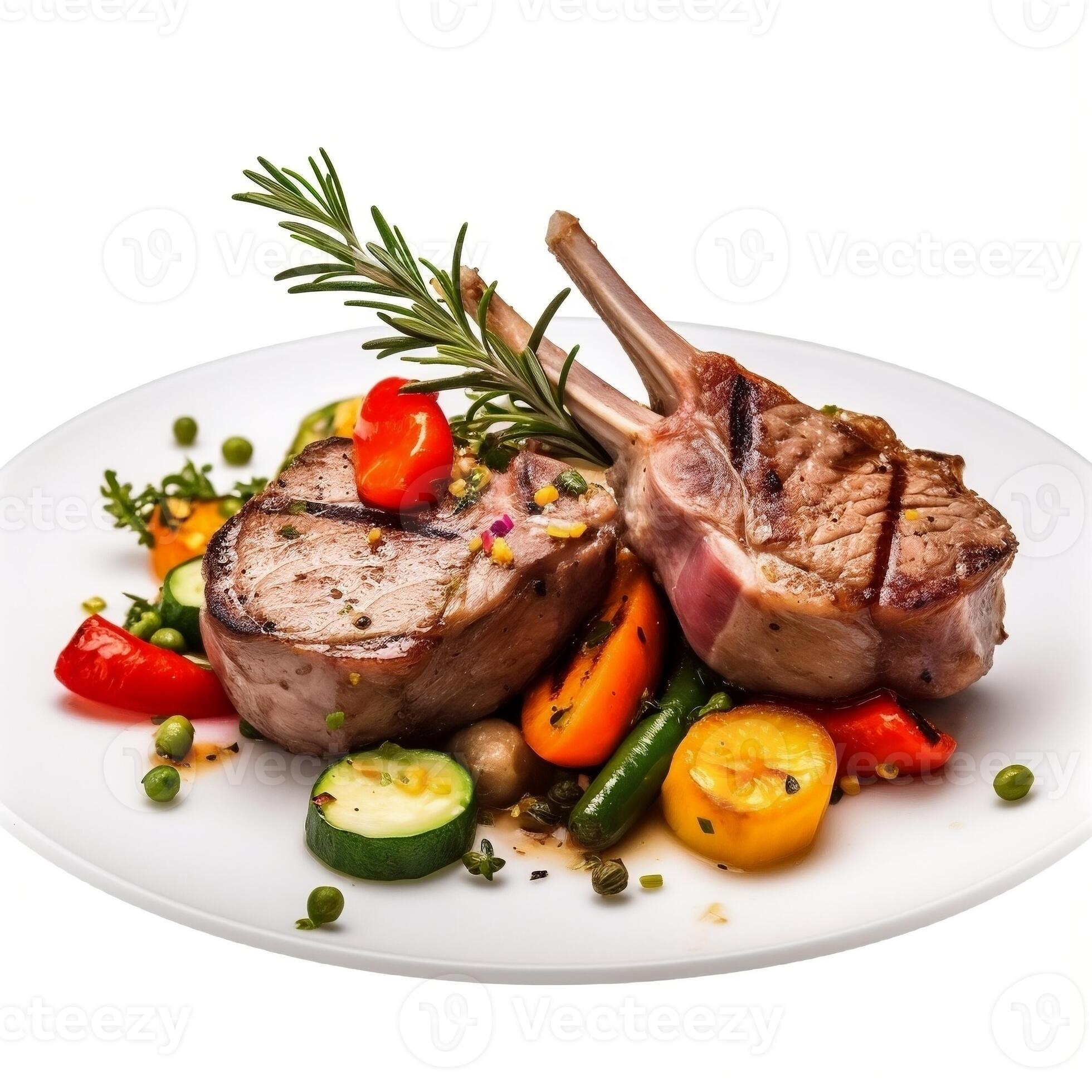 Lamb chops with vegetables 27074982 Stock Photo at Vecteezy