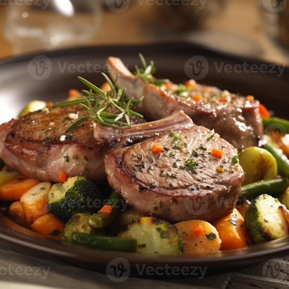 Lamb chops with vegetables 27074985 Stock Photo at Vecteezy