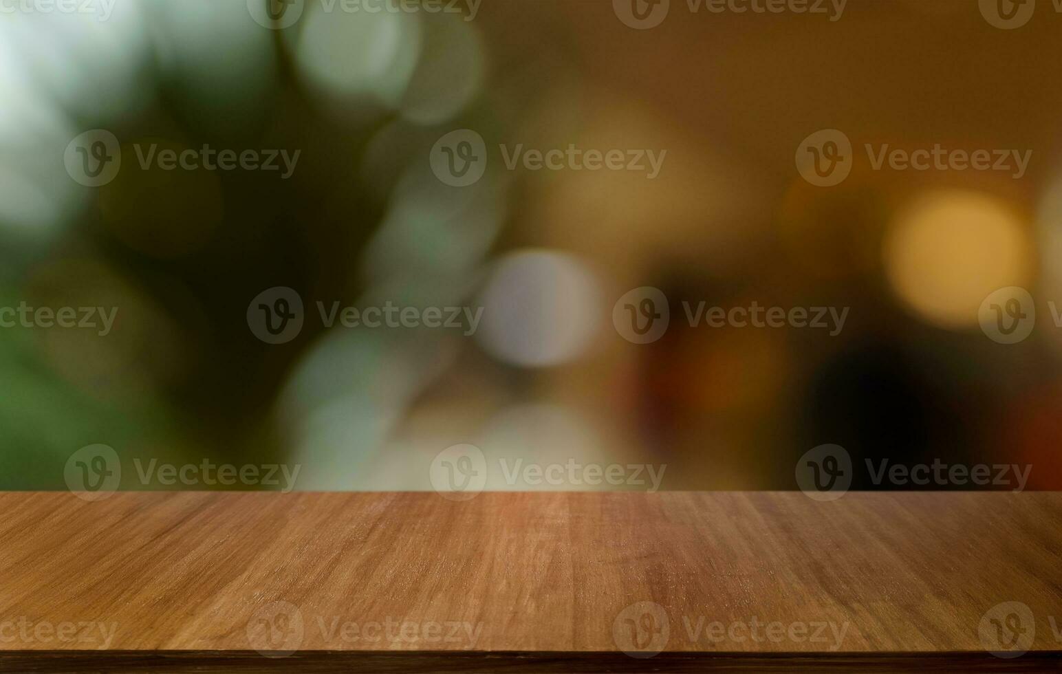 Empty wood table top and blur of out door garden background Empty wooden table space for text marketing promotion. blank wood table copy space for background photo