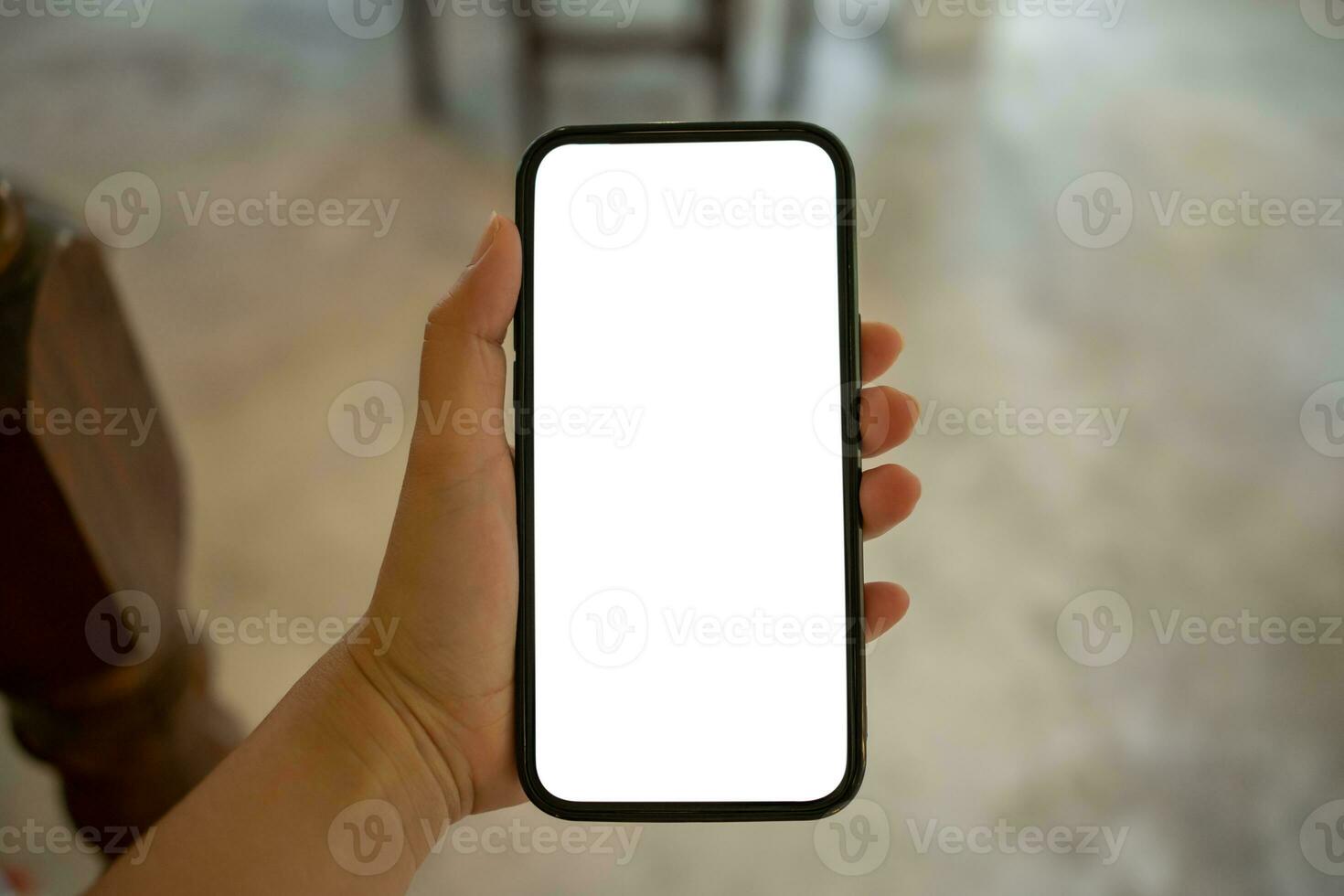 Cropped shot view of Women's hands holding cell telephone blank copy space screen. smart phone with technology concept photo