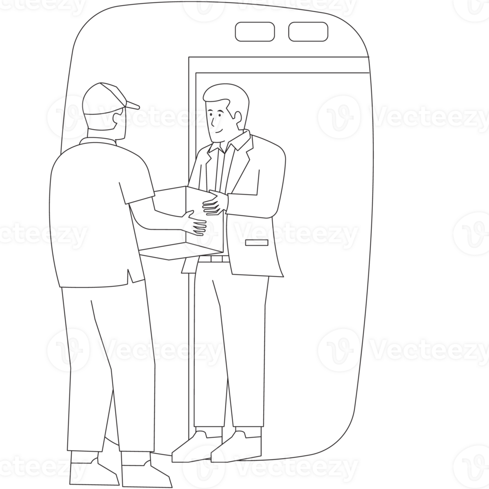 Delivering Package Delivery 2D Outline Illustrations png