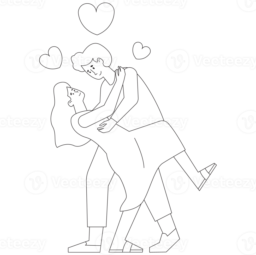 Dancing Love Valentine Outline 2D Illustration png
