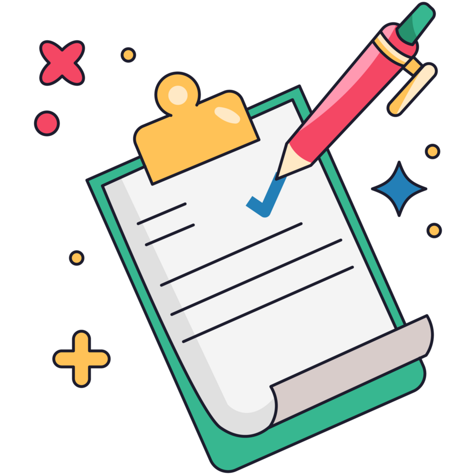 Checklist Educational Sticker Color 2D Illustration png