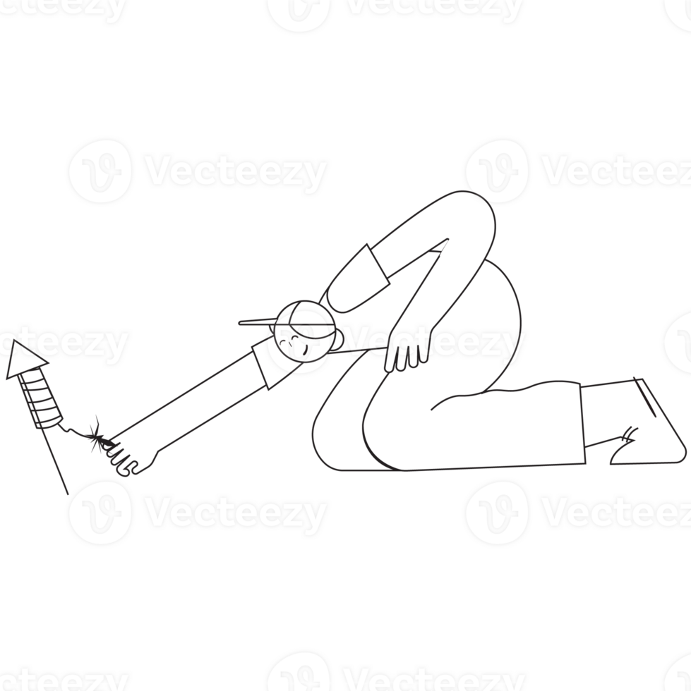 Set Off Fireworks New Year Outline 2D Illustration png