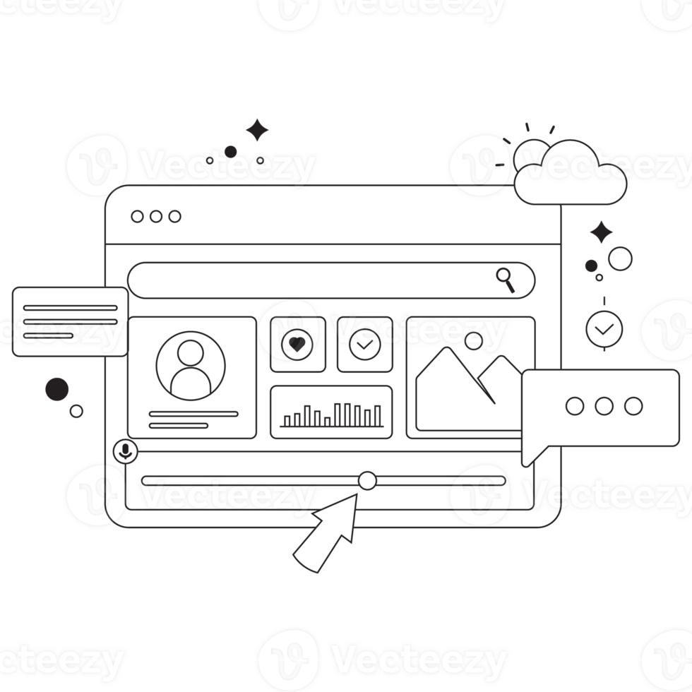 Interface Business Digital Tool Box Outline 2D Illustration png