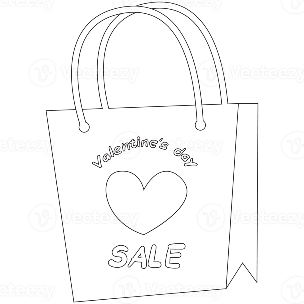 Shop Valentine Sticker Outline 2D Illustration png