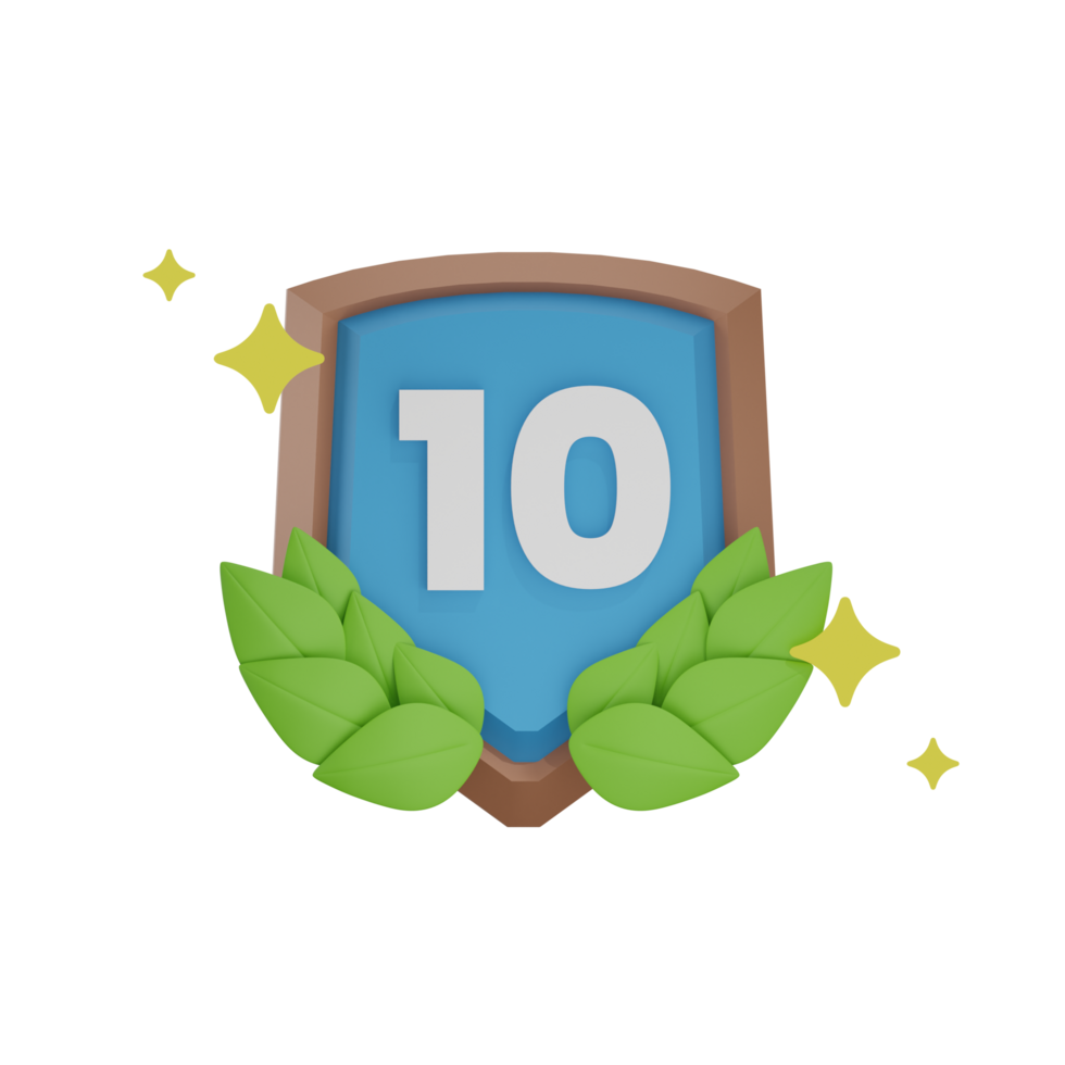 Level 10 Achievement Badges 3D Illustration png