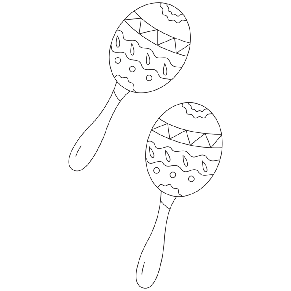 Rumba Shakers Cinco De Mayo Outline 2D Illustrations png