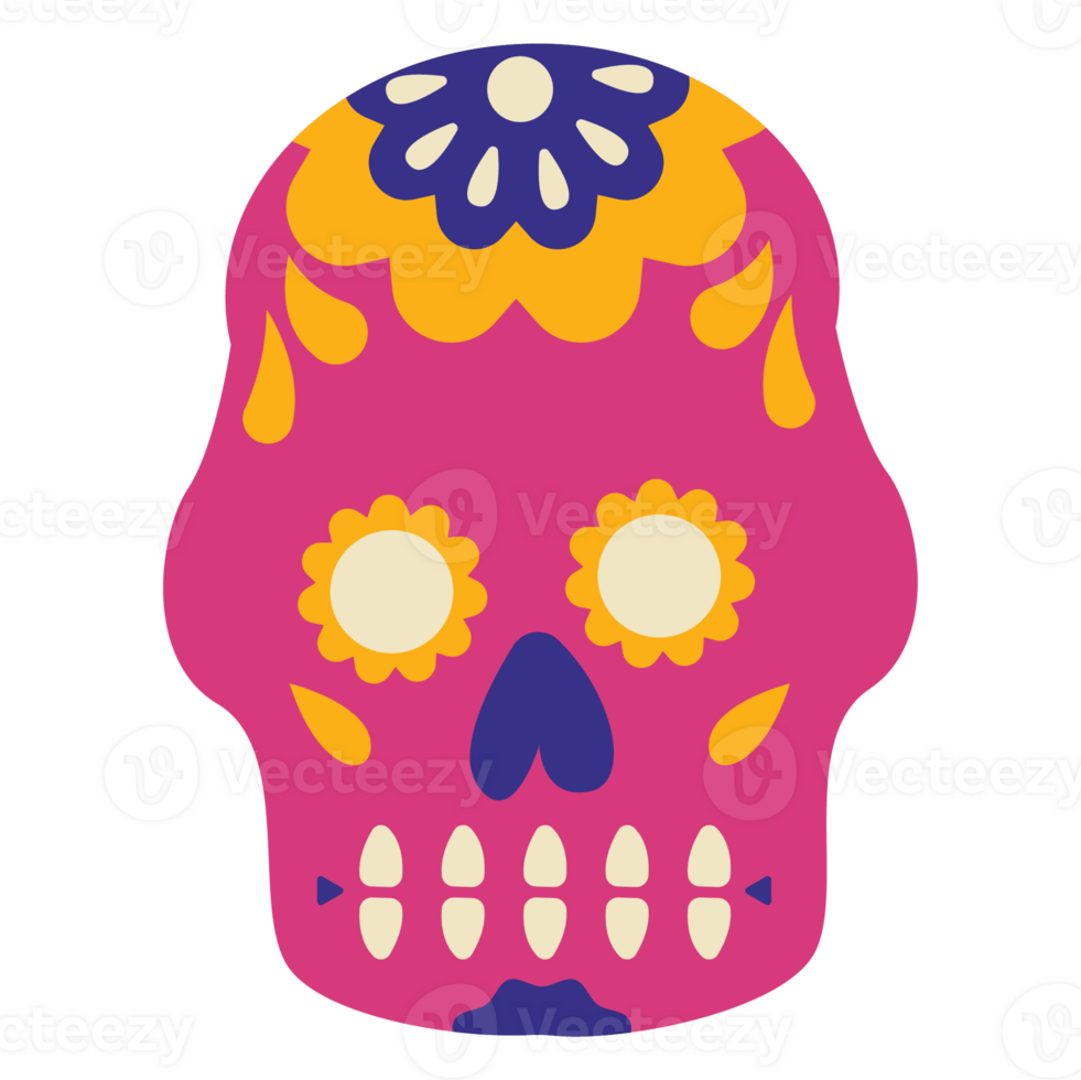 Pink Skull Cinco De Mayo Color 2D Illustrations png