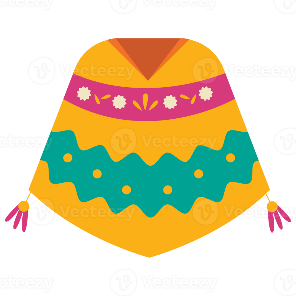 Poncho Cinco De Mayo Color 2D Illustrations png