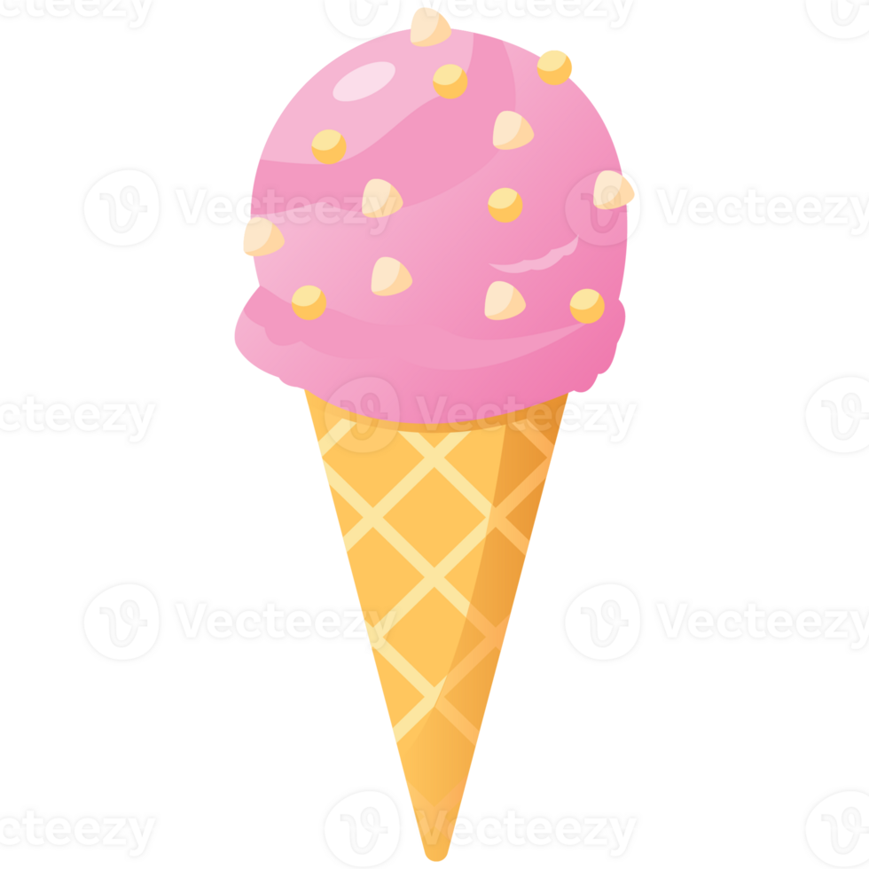 Strawberry Cone Ice Cream 2D Color Illustrations 27077469 PNG