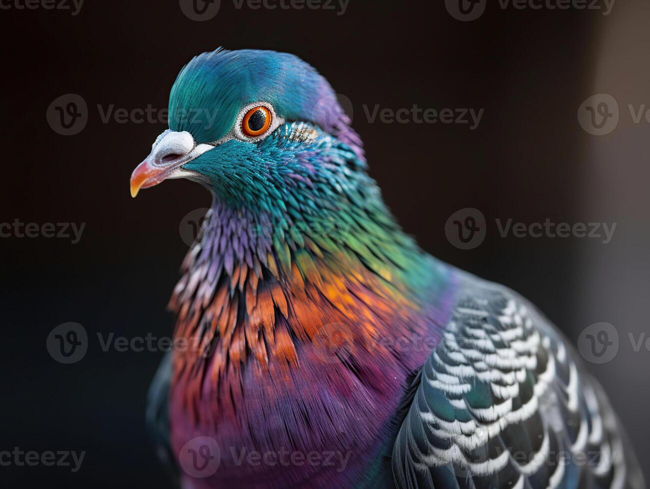 Wild pigeon close up. Angry bird consept, photo