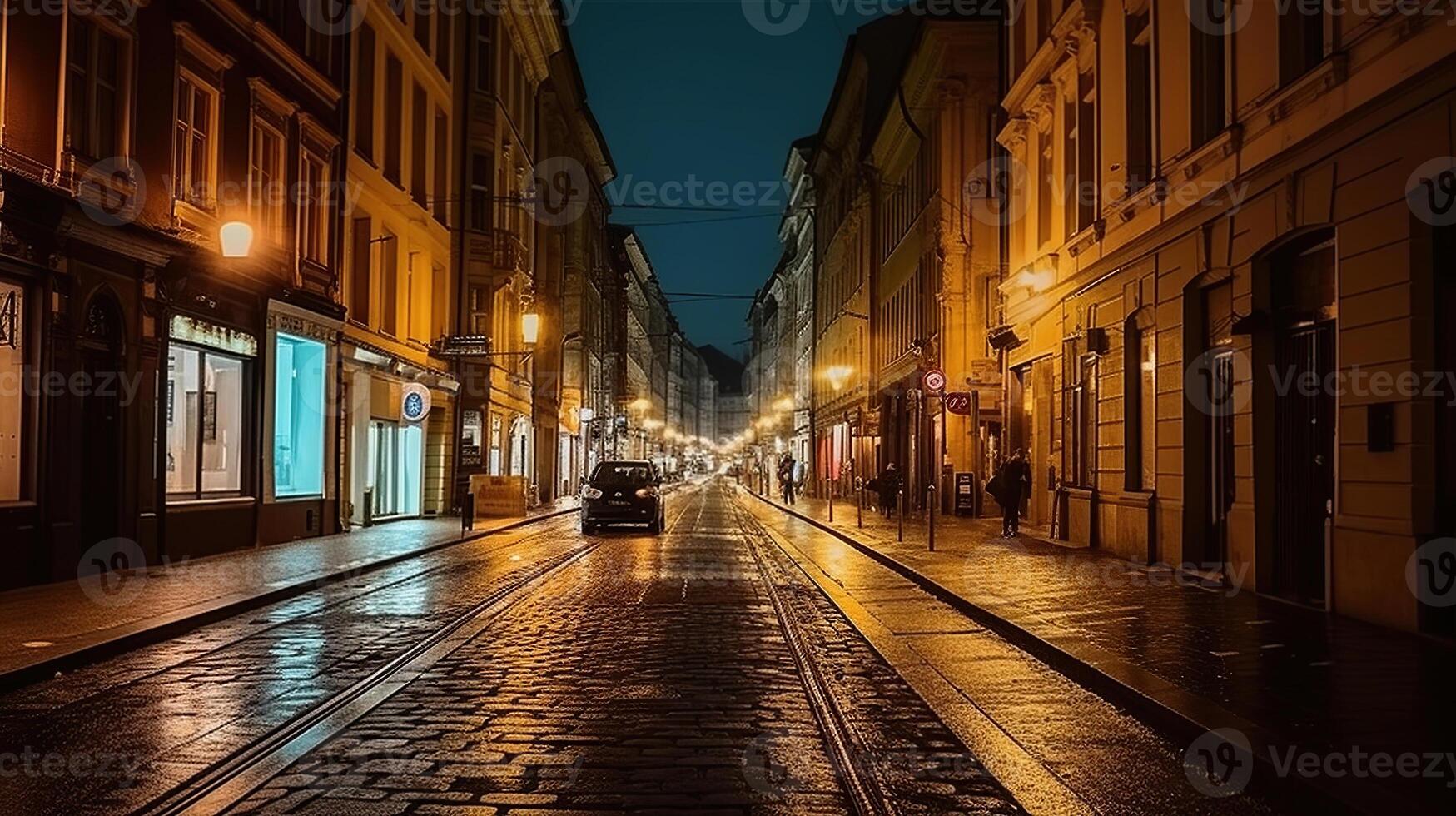 Embracing the Enigmatic Charm of the City Street at Night. Generative AI photo