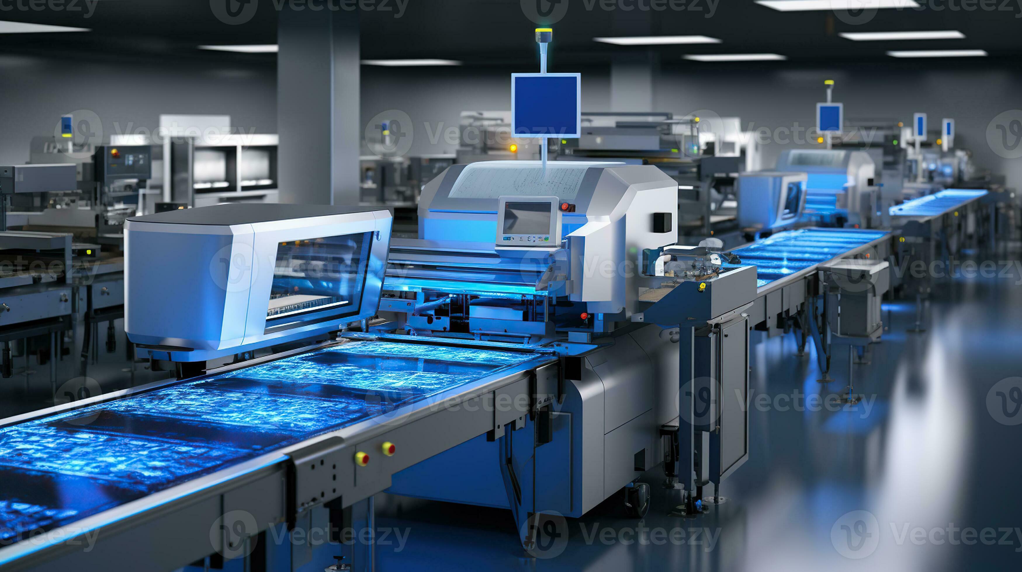 Highly Efficient and Safe. Advanced Microchip Factory Assembly Line