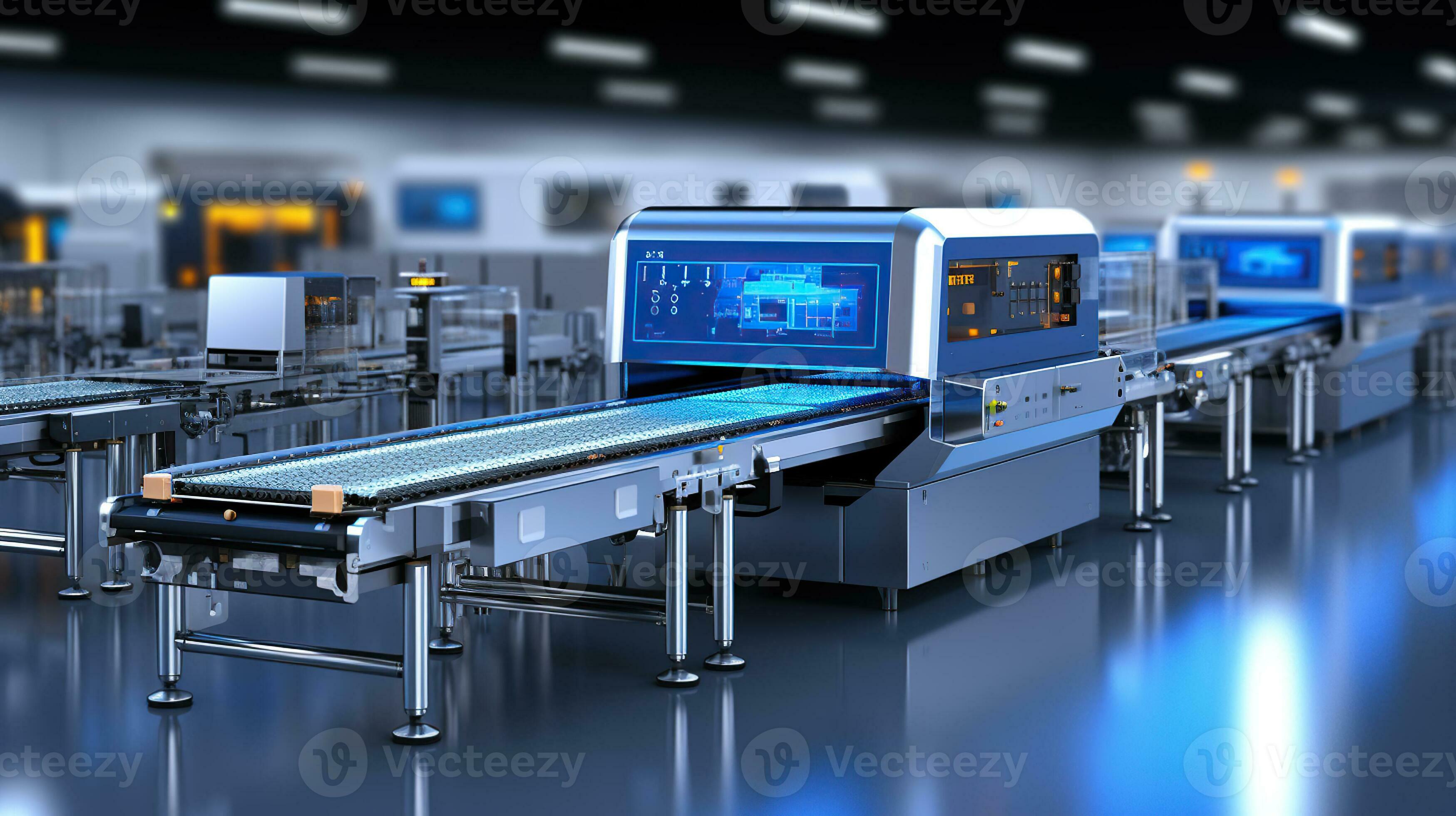 Highly Efficient and Safe. Advanced Microchip Factory Assembly Line