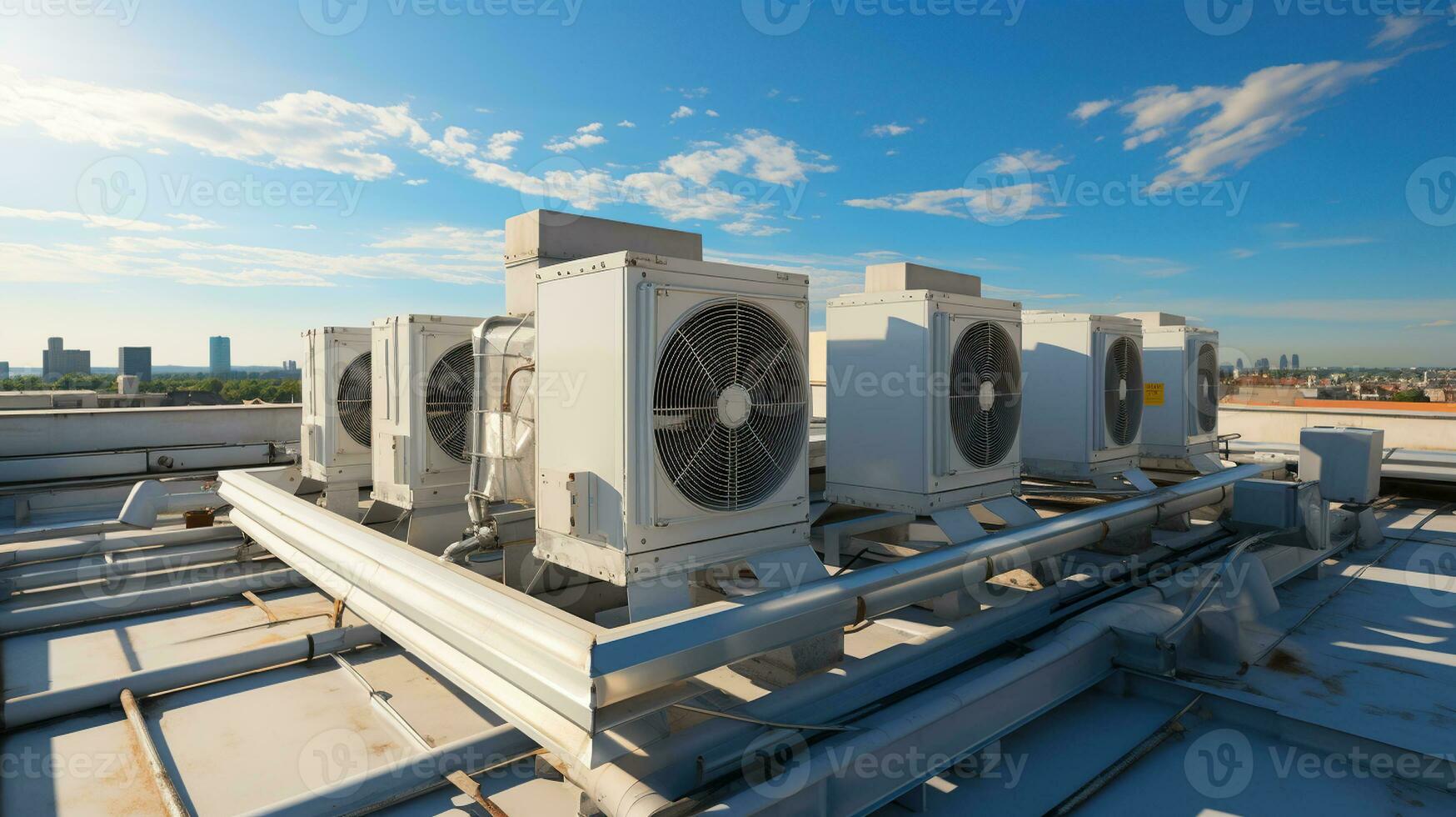 Rooftop Air Conditioners for Optimal Comfort. Generative AI photo