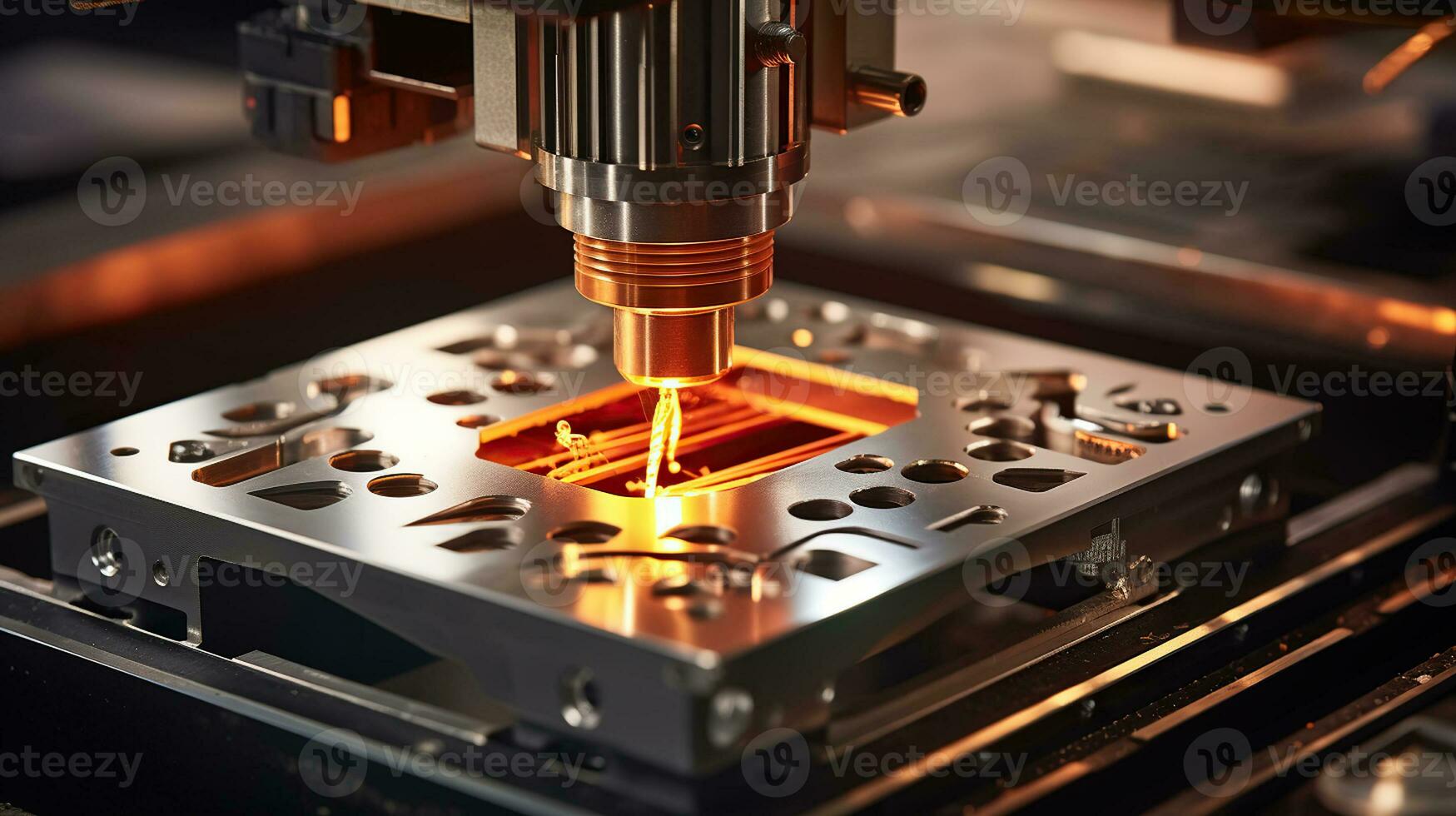 Futuristic Craftsmanship, CNC Metal Fabrication Powered by Laser Technology. Generative AI photo