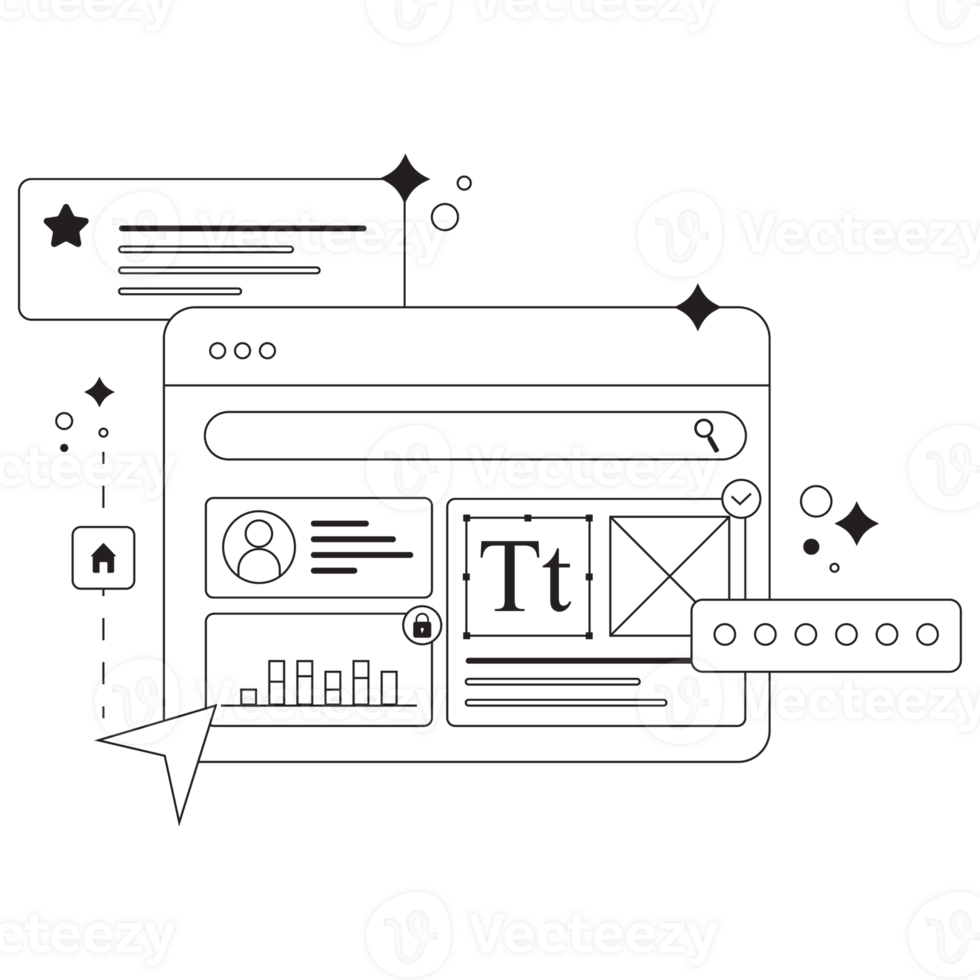 Web Layout Digital Tool Box Outline 2D Illustration png