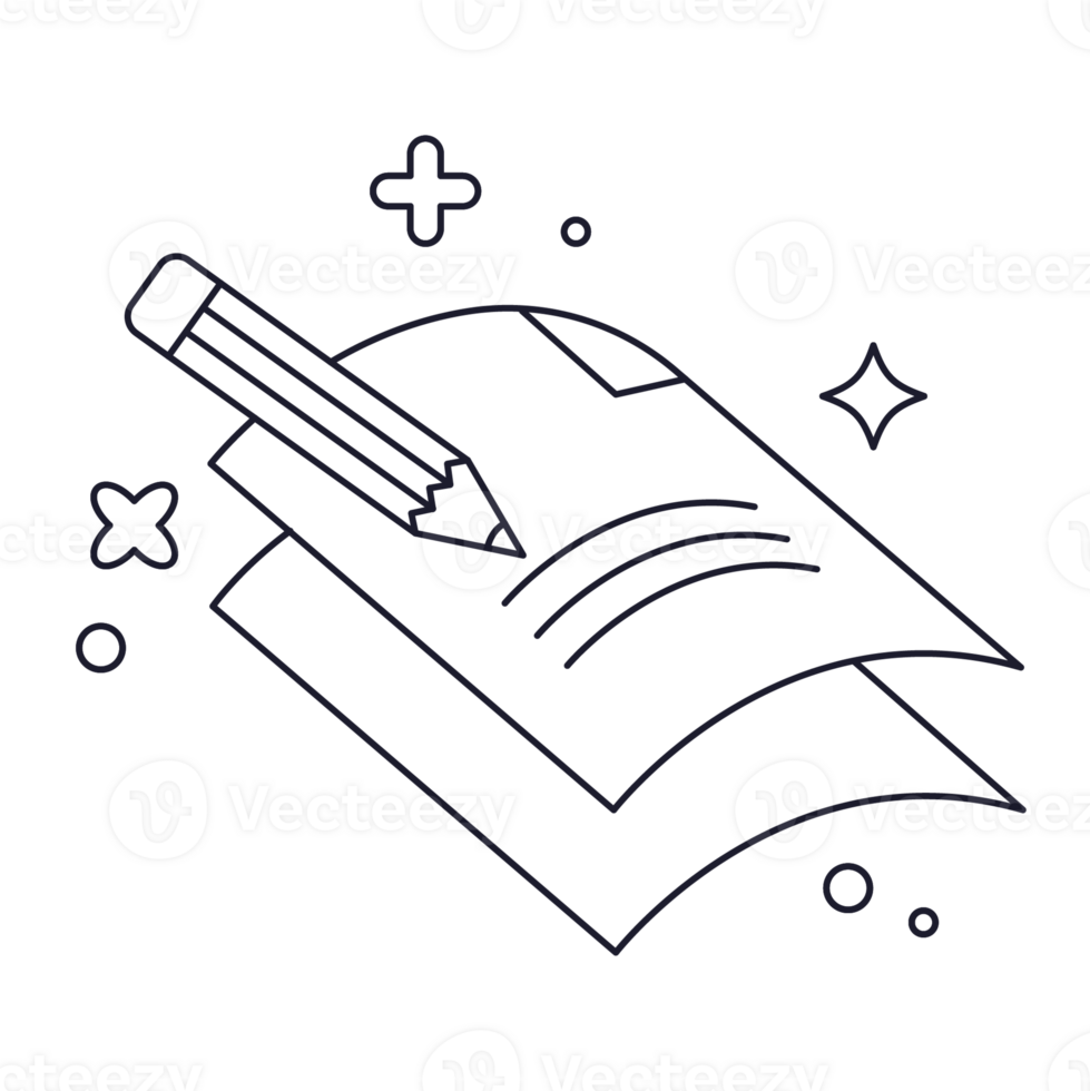 Writing Educational Sticker Outline 2D Illustration png