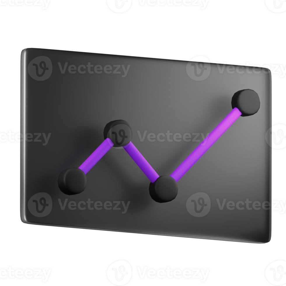 3D Line Chart Infographic Purple Black png