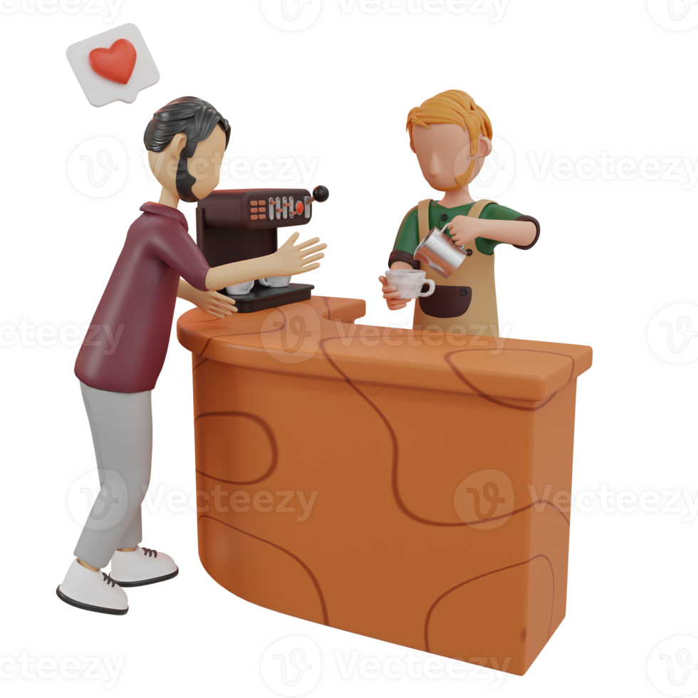 Coffee Shop 2 Character 3D Illustrations png