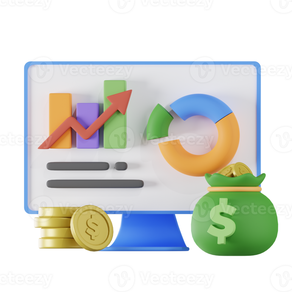 Financial Data Accounting Finance 3D Illustration png