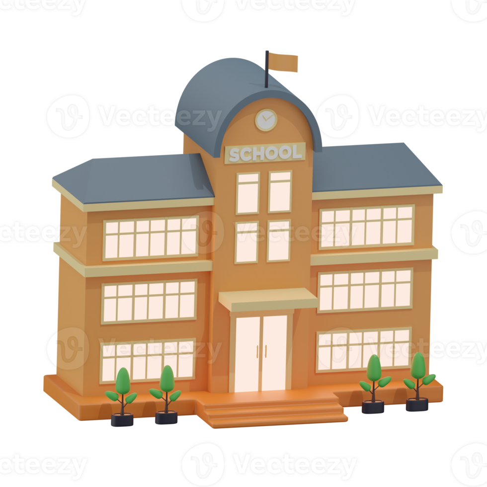 school- gebouw 7 links hoek 3d illustratie png