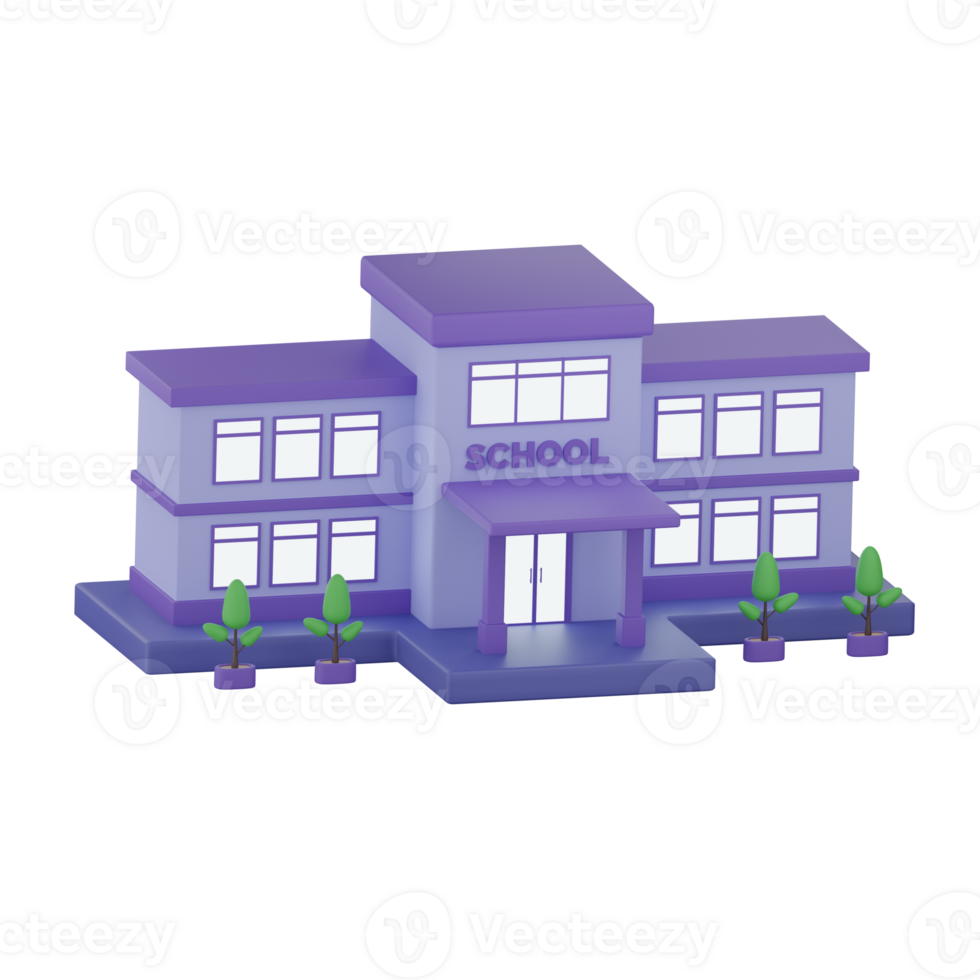 School Building 4 Left Angle 3D Illustration png