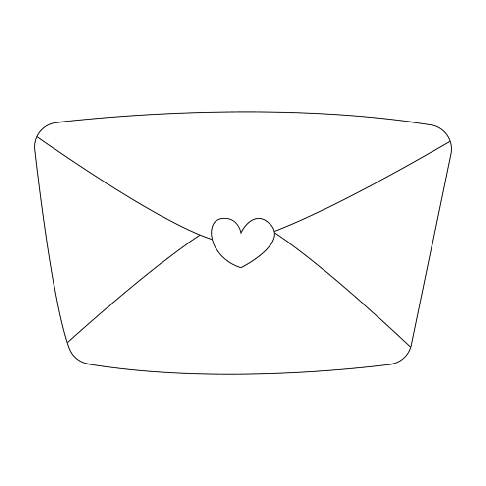 Love Messages Valentine Sticker Outline 2D Illustration png