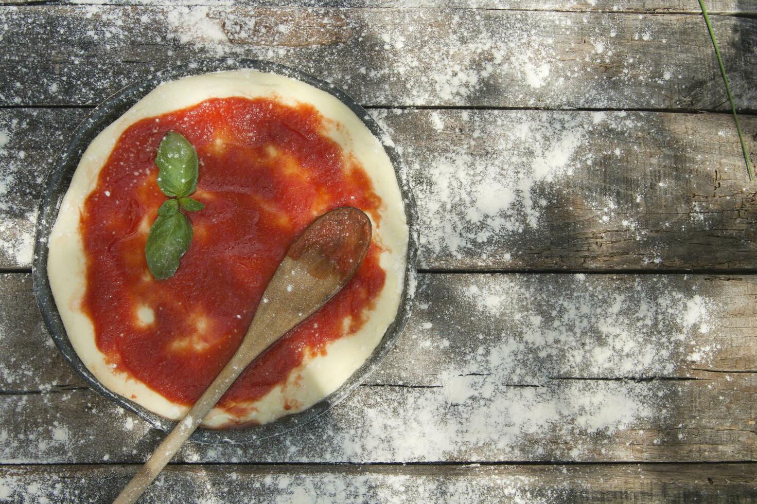 Raw pizza base photo