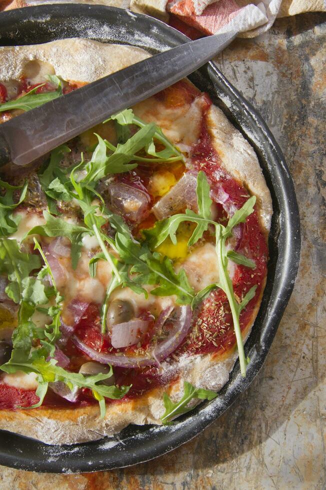 Pizza with whole wheat flour photo