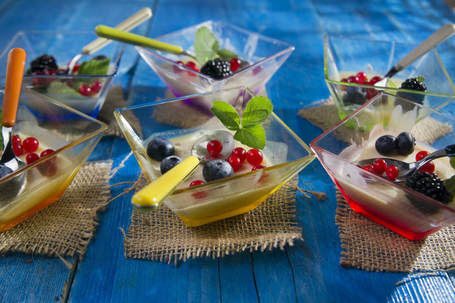 Panna cotta with berries photo
