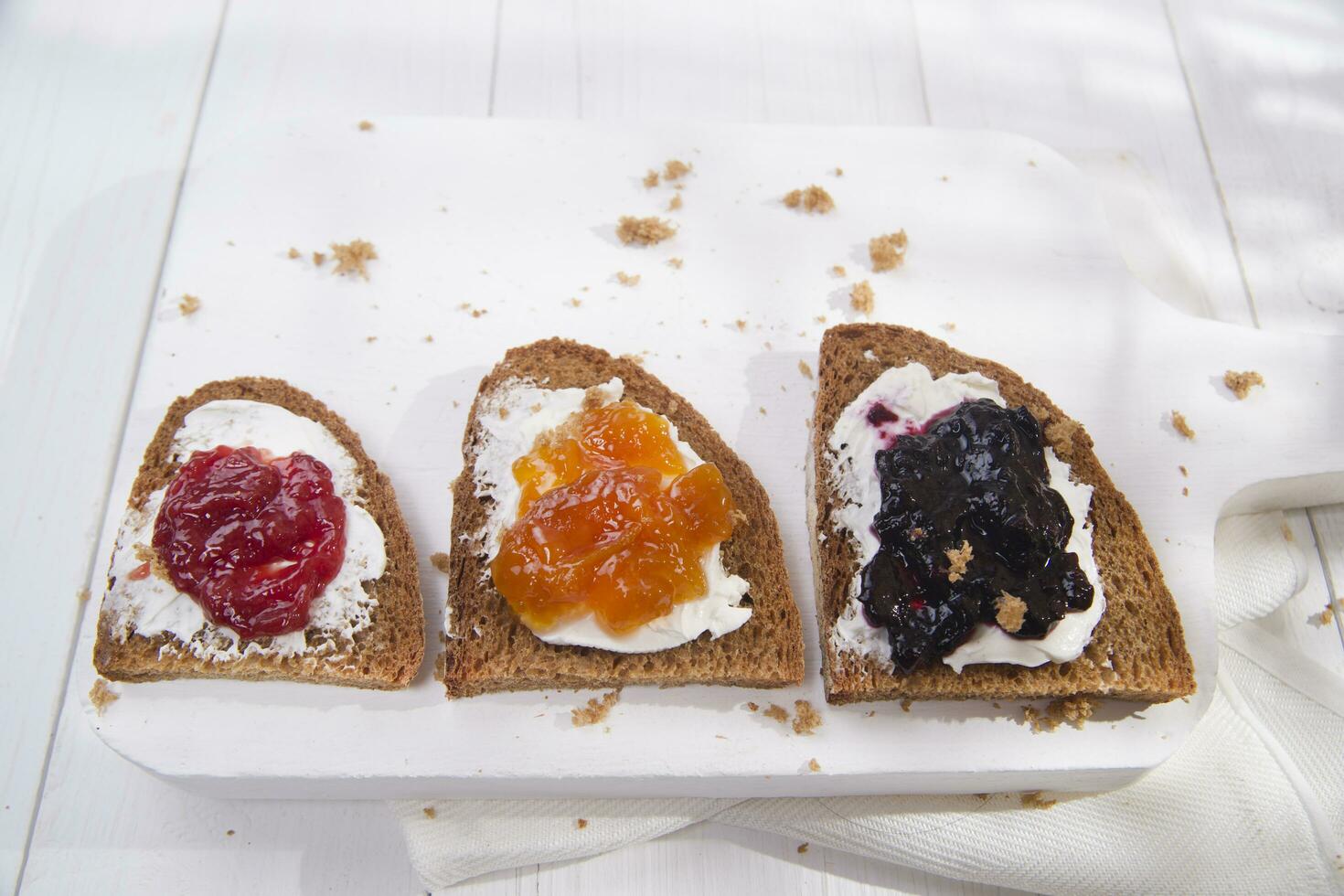 Breakfast bread and jam photo