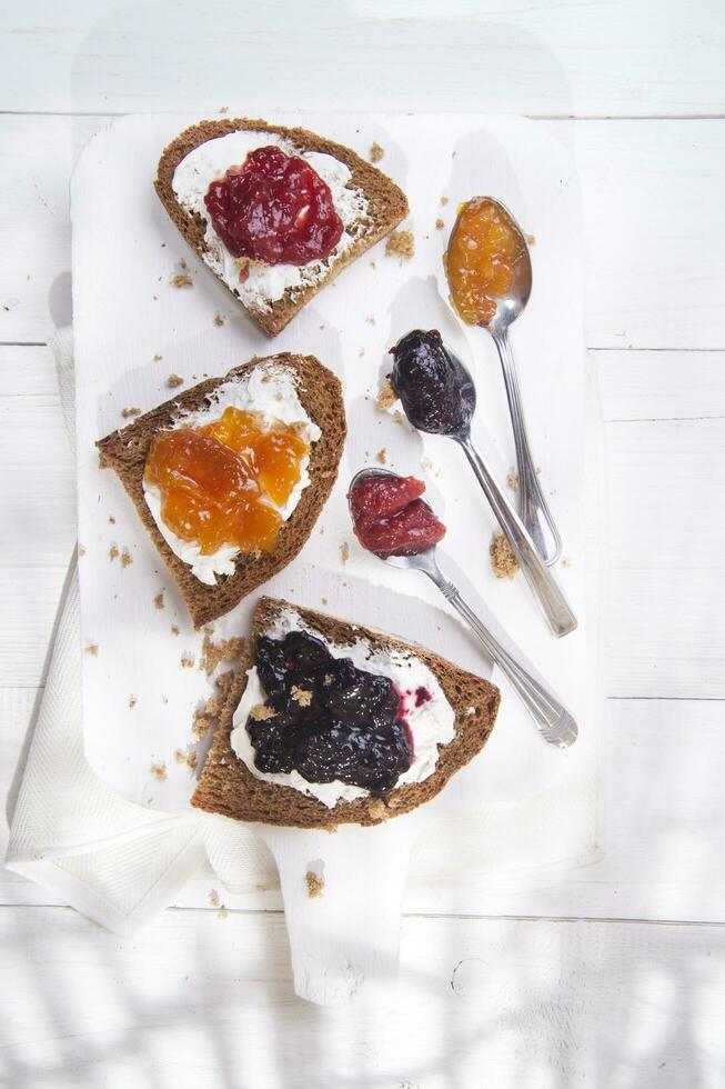 Breakfast bread and jam photo