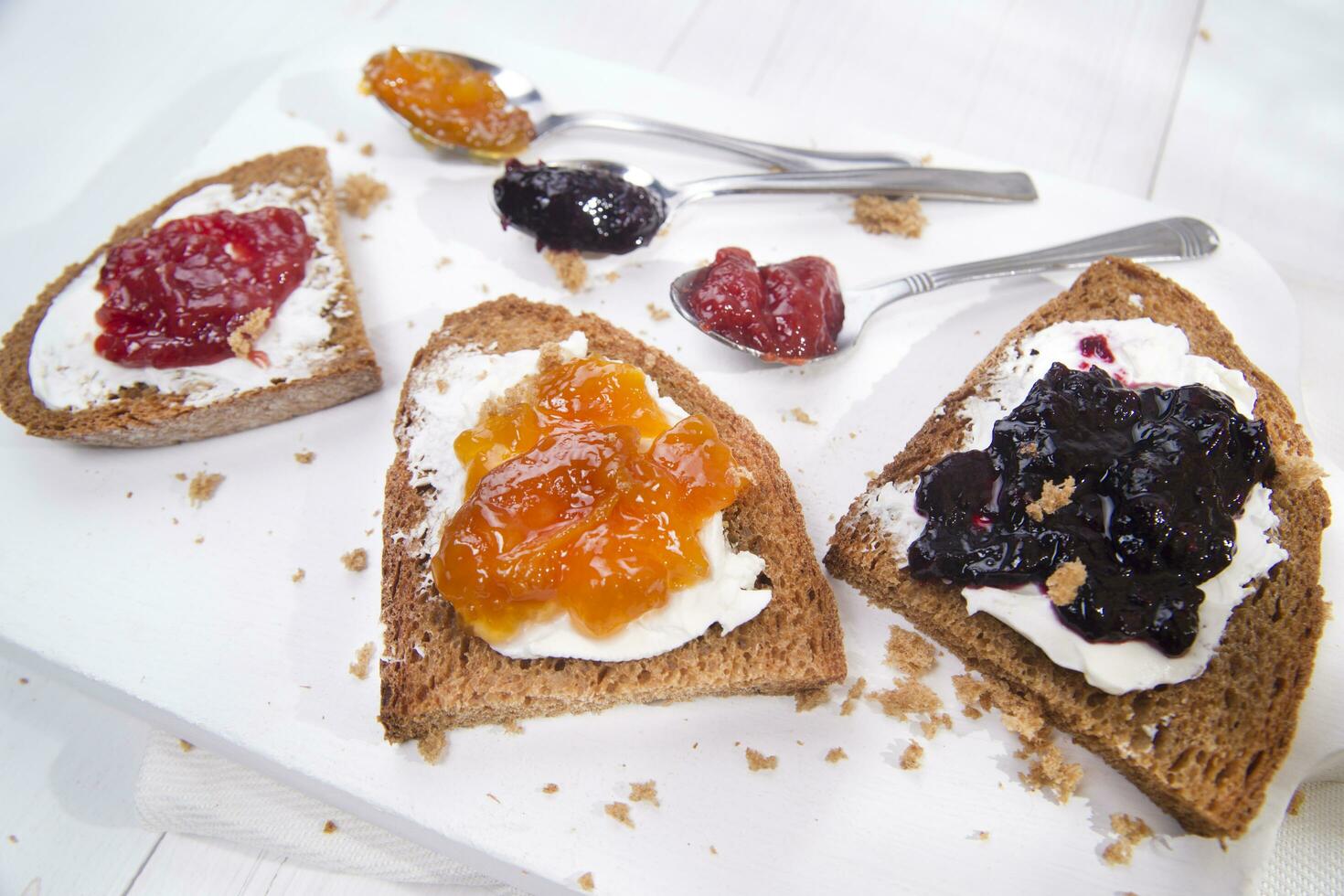 Breakfast bread and jam photo