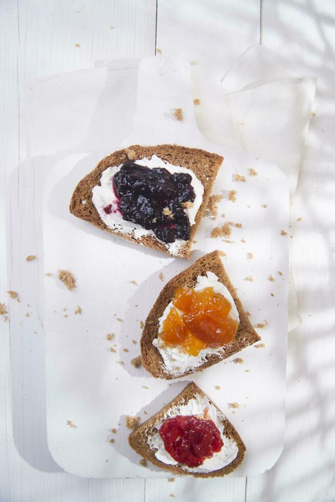 Breakfast bread and jam photo