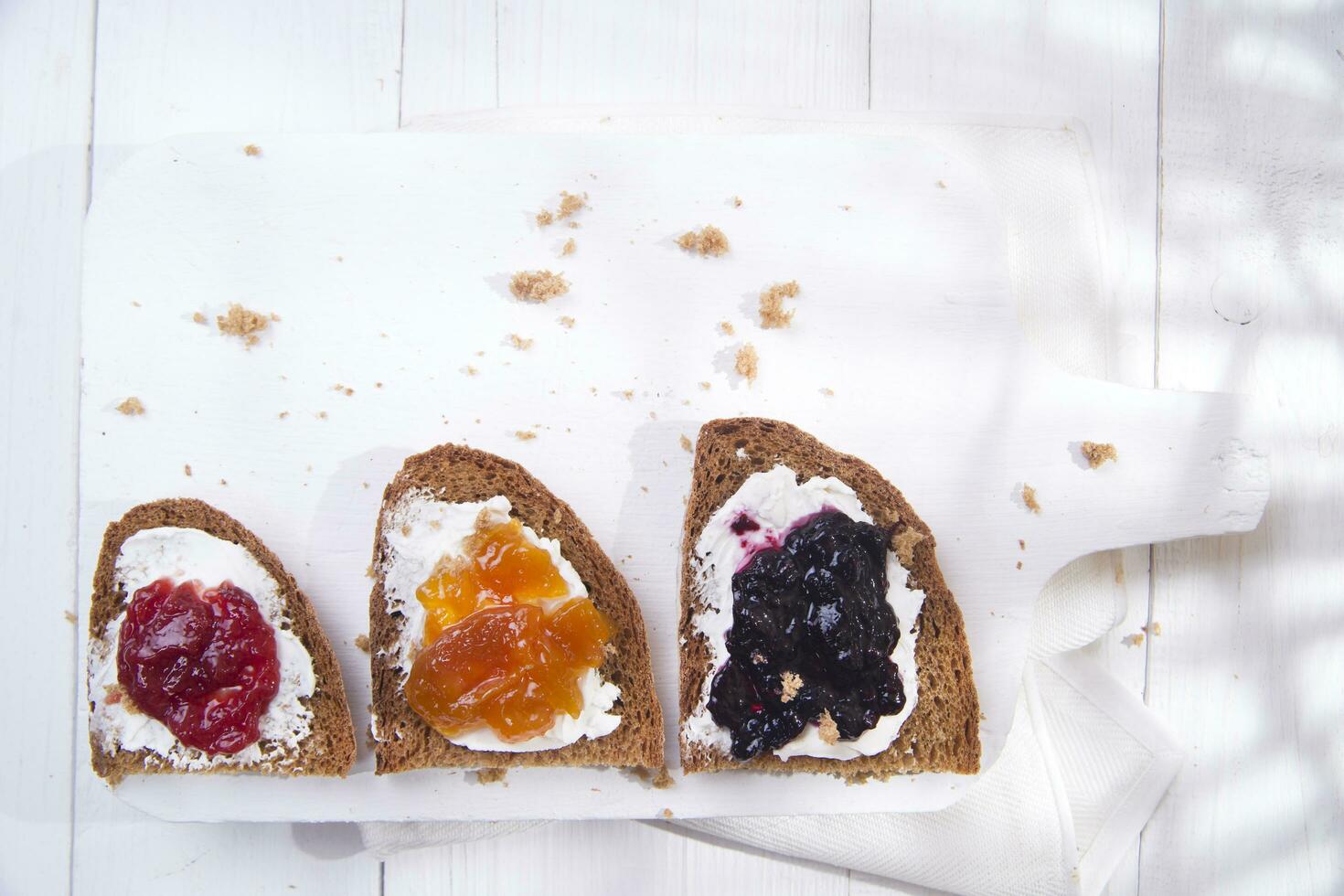 Breakfast bread and jam photo