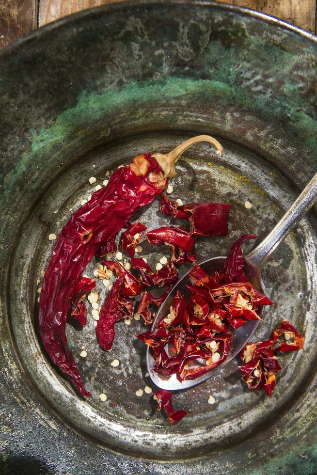 Dried red chilies photo