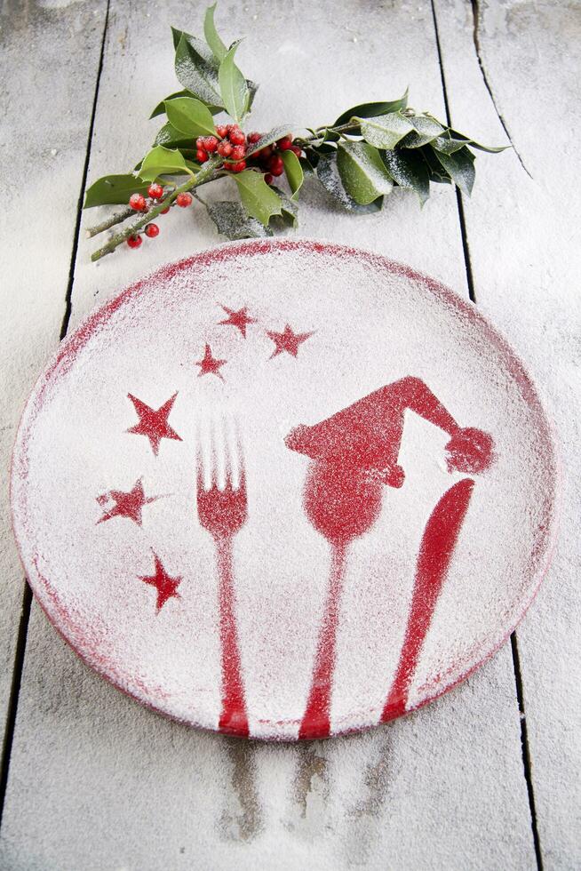 Christmas red plate photo