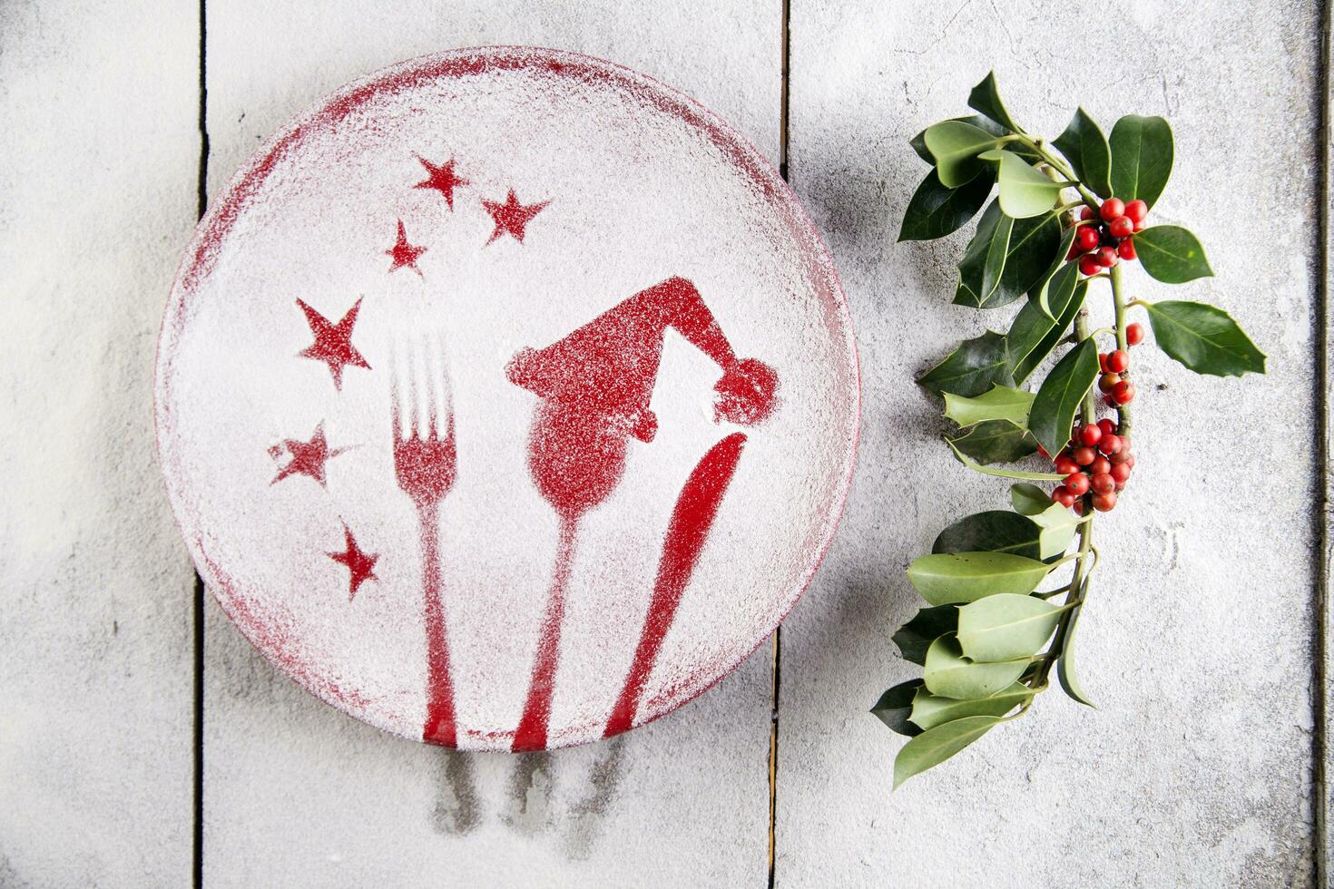 Christmas red plate photo