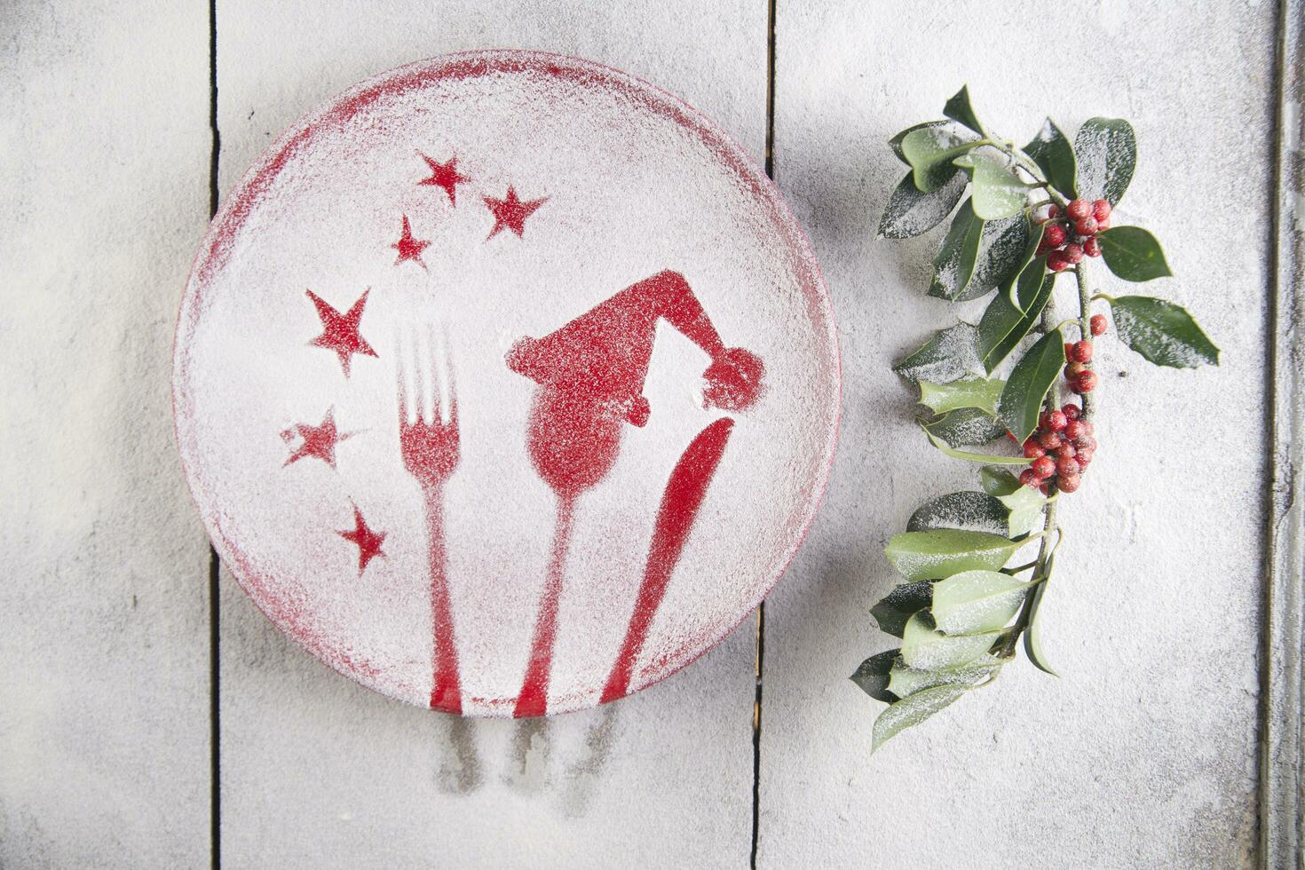 Christmas red plate photo