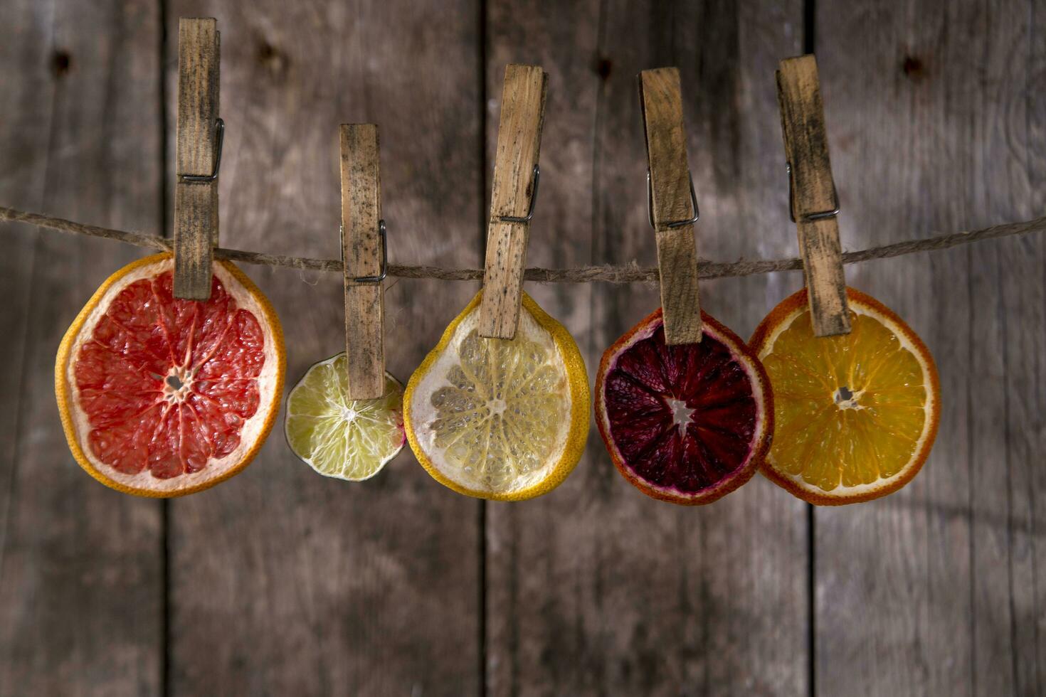 The colors of the dried citrus fruit photo