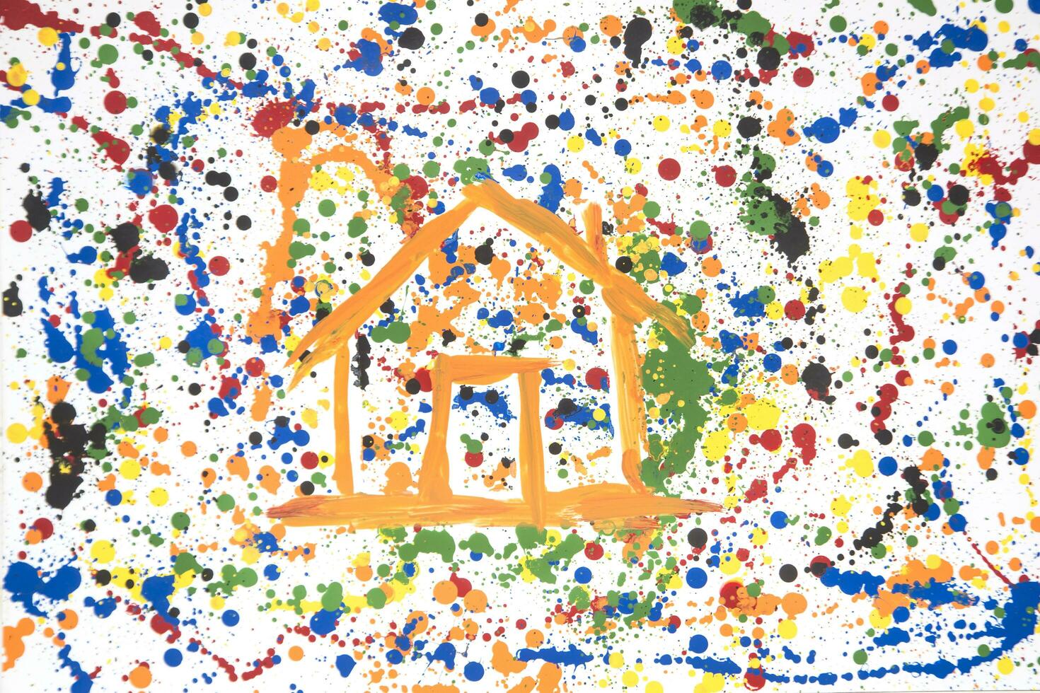 a painting with paint splatters on it photo