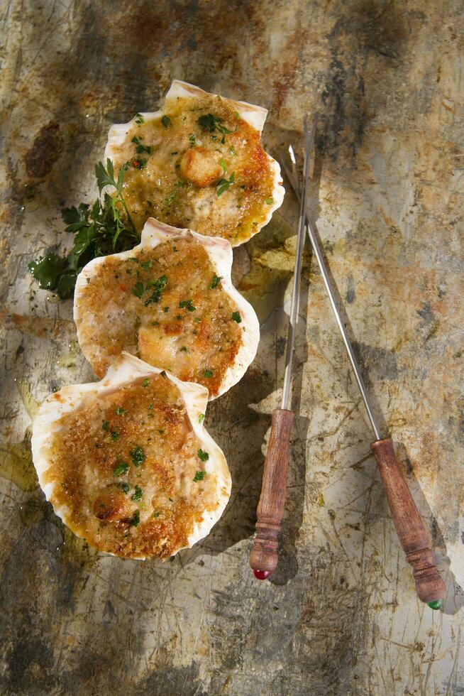 Scallops au gratin photo