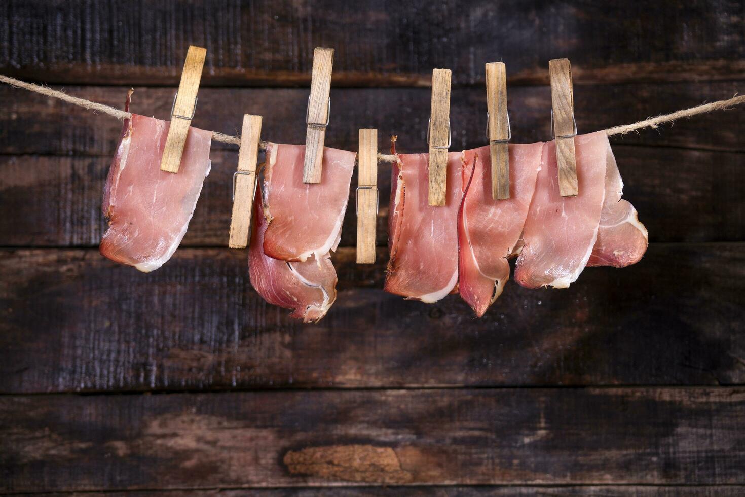Smoked bacon hanging photo