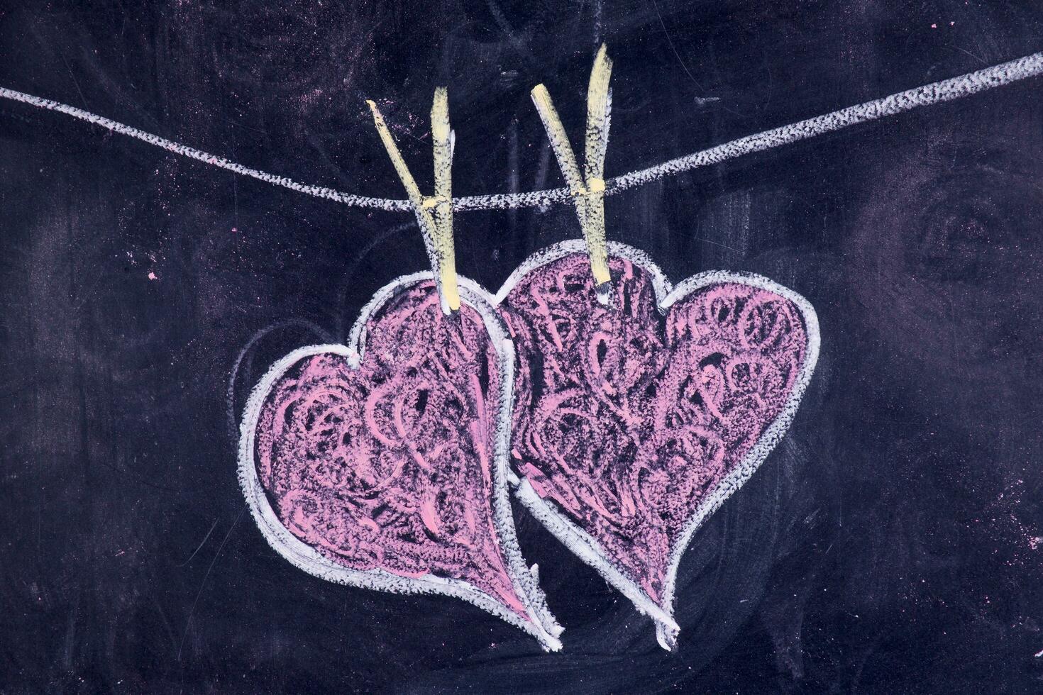 Hearts drawn with chalk photo