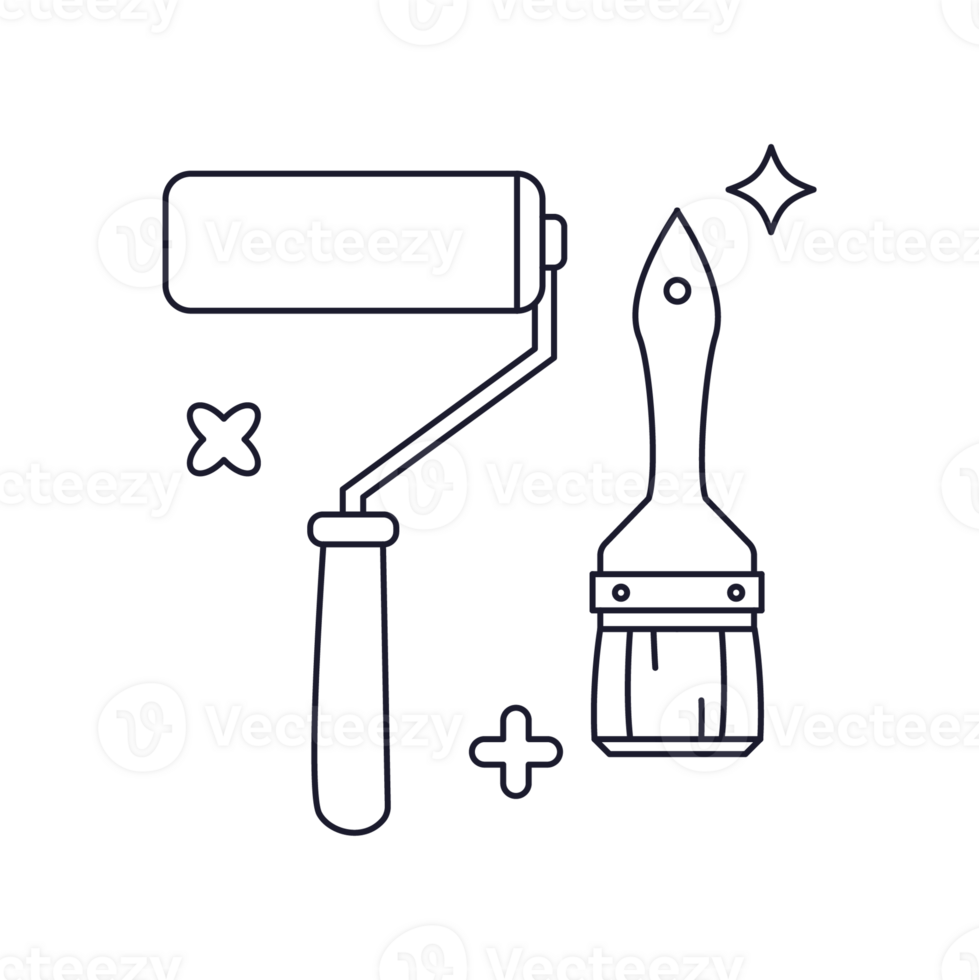 Roller Brush Toolkit 2D Outline Illustrations png