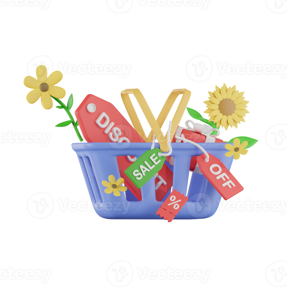 Discount Cart Spring Sale 3D Illustrations png